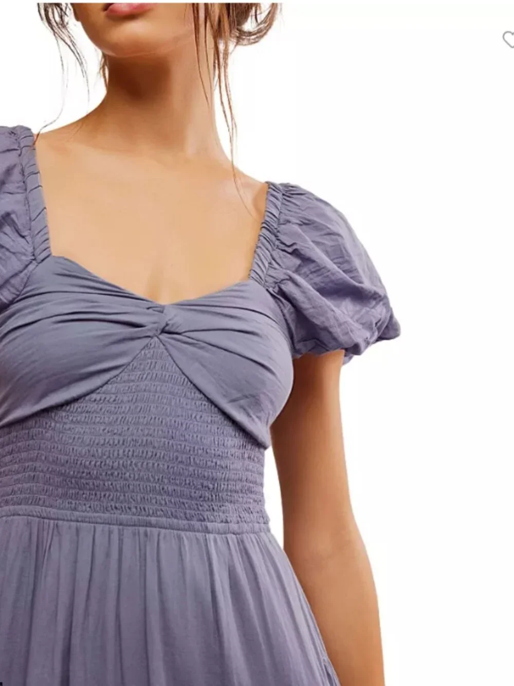 Free People Lavender Puff-Sleeve Tiered Maxi Dress NWOT, S